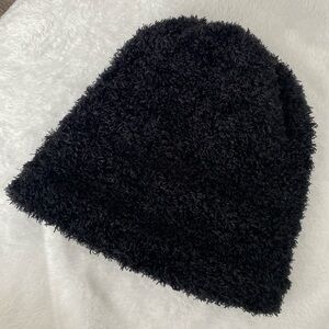 Black fuzzy beanie